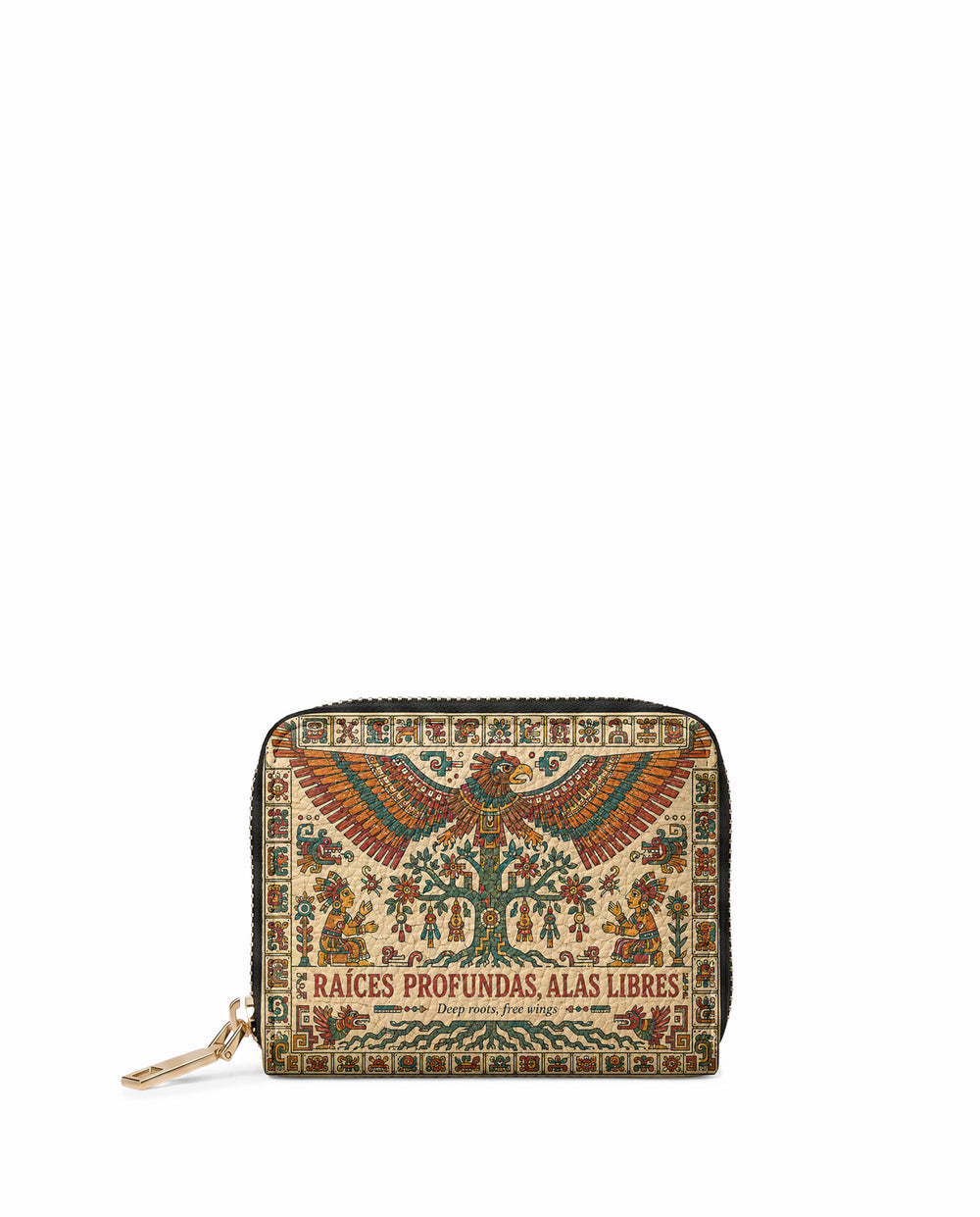 "Raíces profundas, alas libres" ver.5 Mini Wallet - front view | Paleta Bags