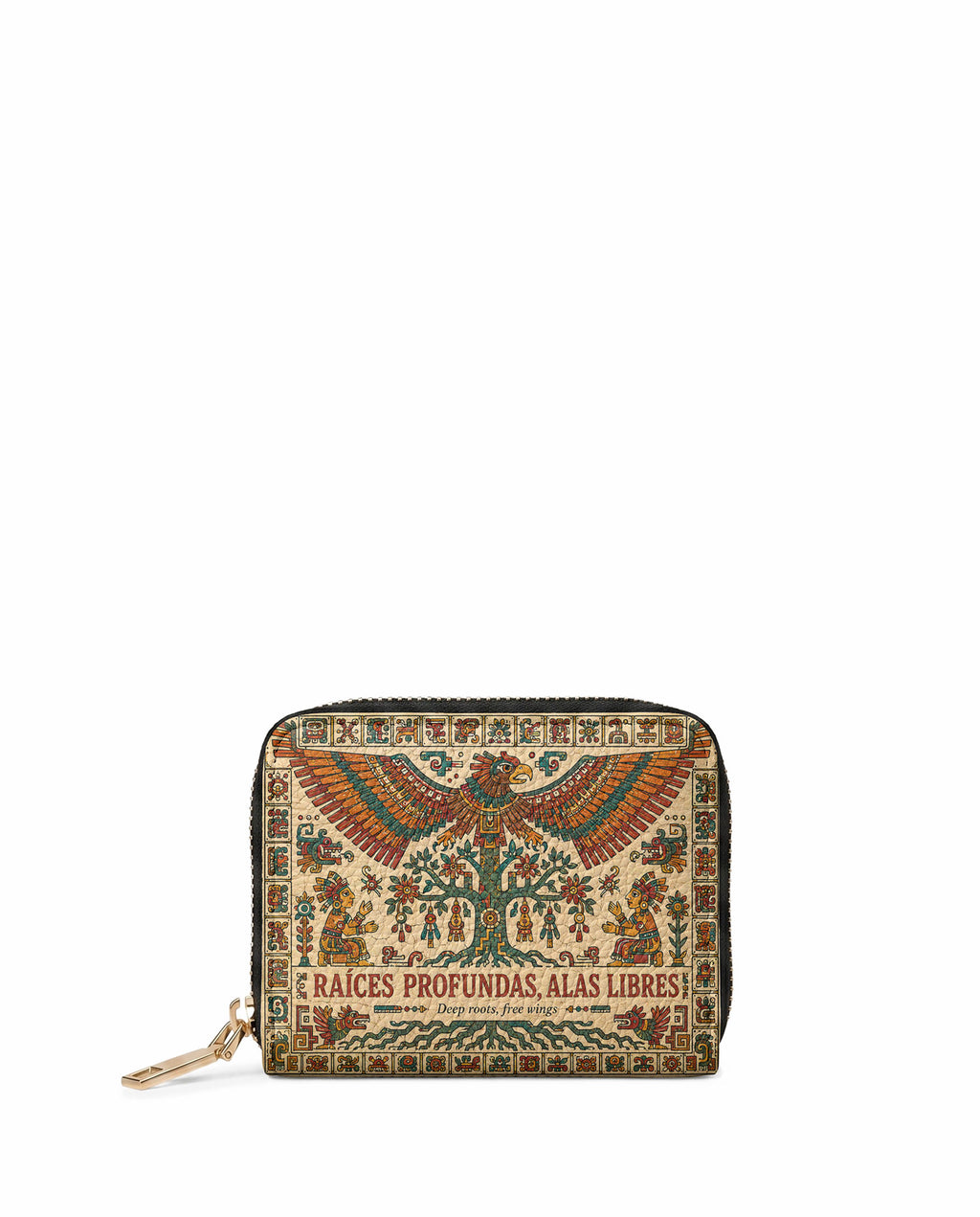 "Raíces profundas, alas libres" ver.5 Mini Wallet - front view | Paleta Bags