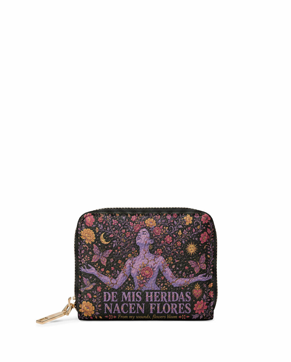 "De mis heridas nacen flores" ver.5 Mini Wallet - front view | Paleta Bags