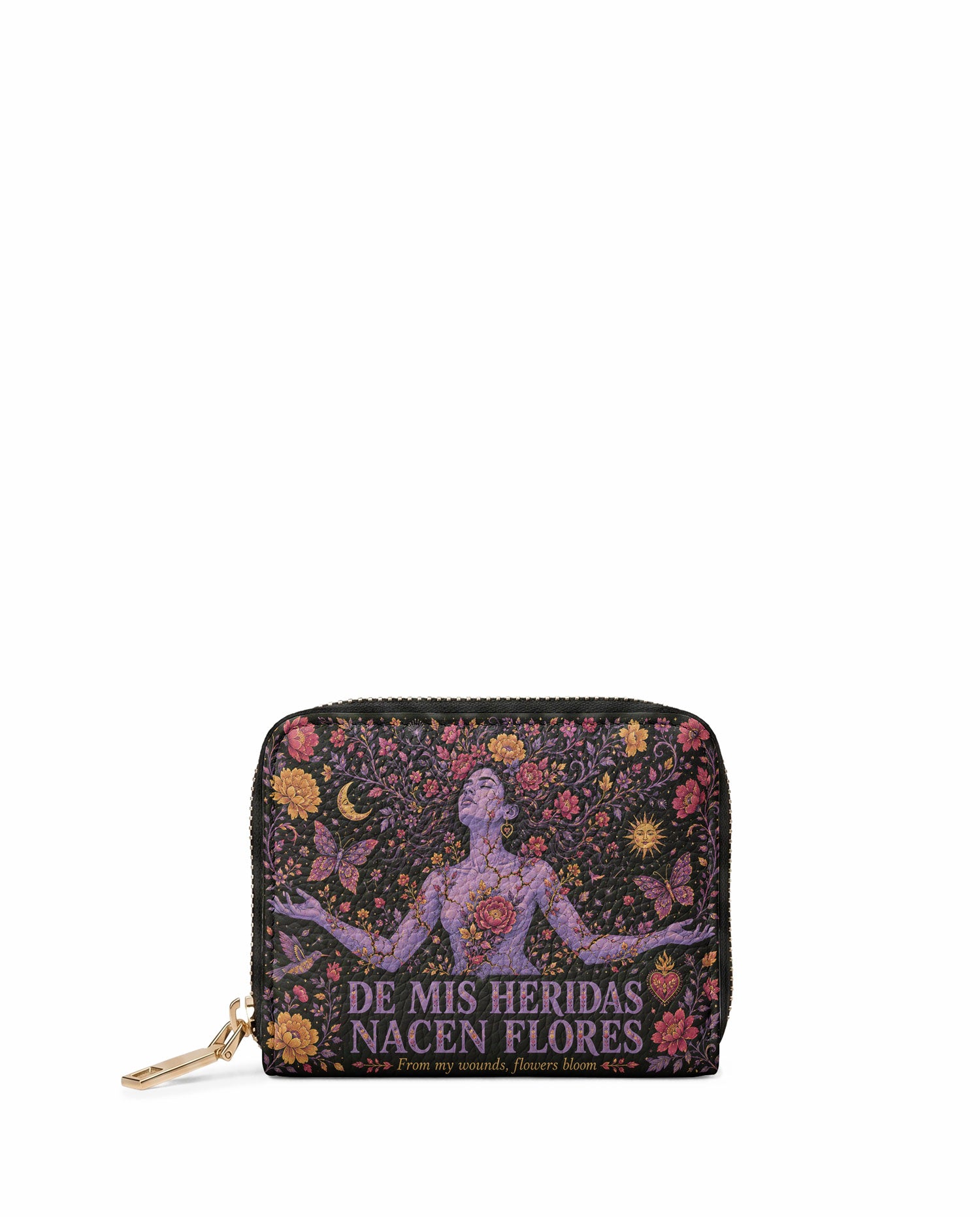 "De mis heridas nacen flores" ver.5 Mini Wallet - front view | Paleta Bags