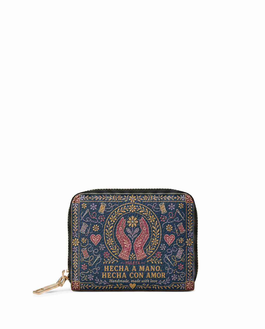 "Hecha a mano, hecha con amor" ver.4 Mini Wallet - front view | Paleta Bags