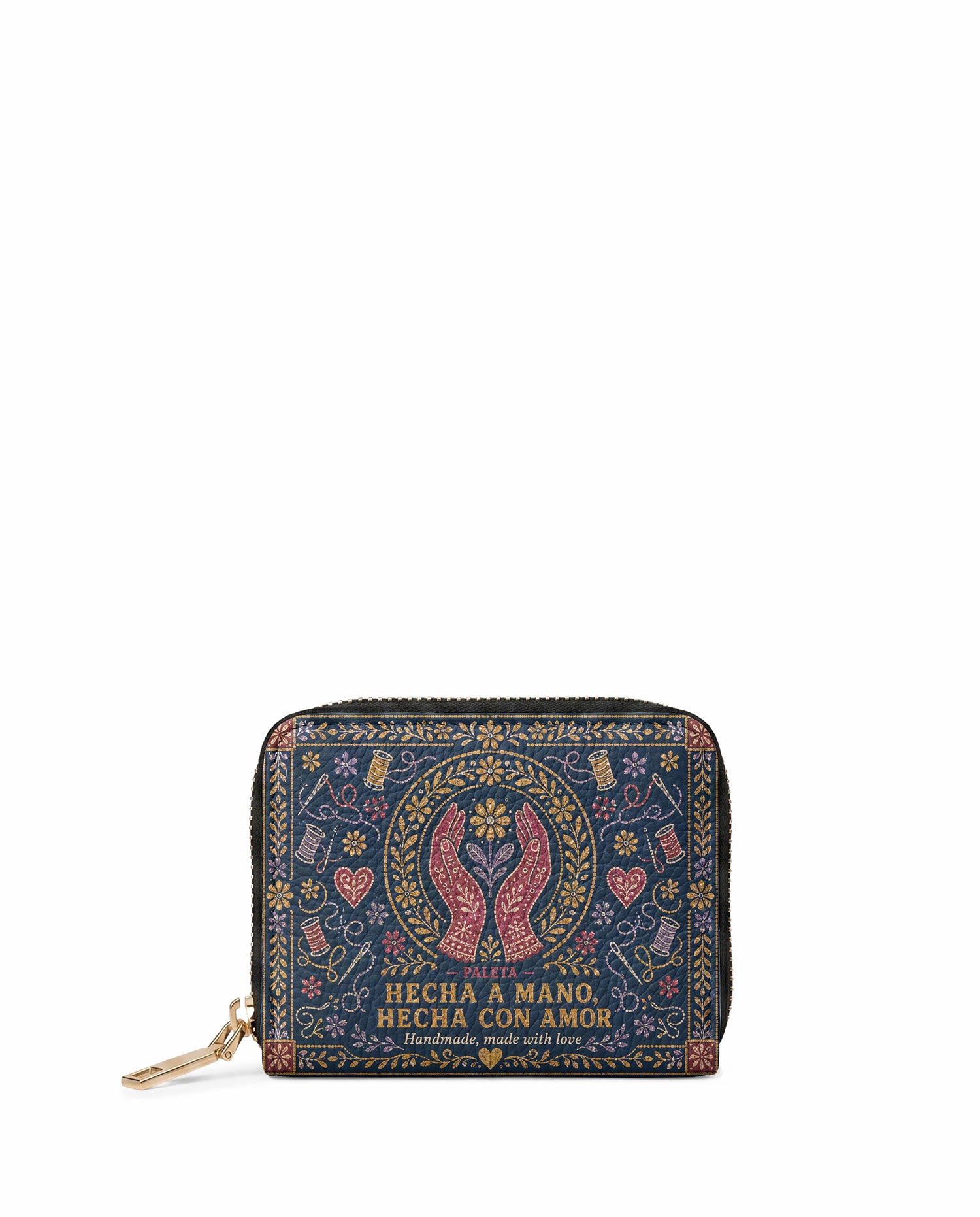 "Hecha a mano, hecha con amor" ver.4 Mini Wallet - front view | Paleta Bags