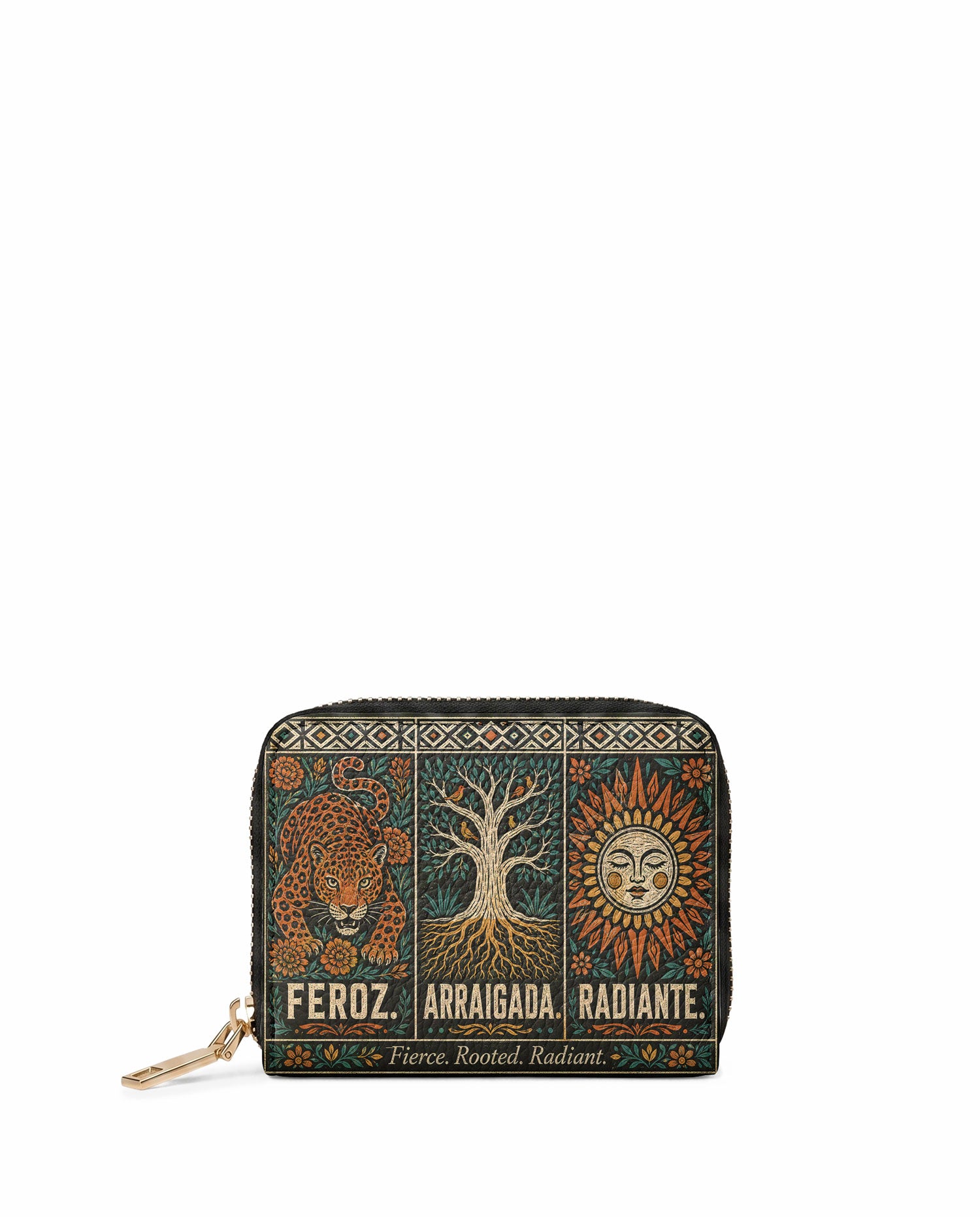 "Feroz. Arraigada. Radiante" ver.1 Mini Wallet - front view | Paleta Bags