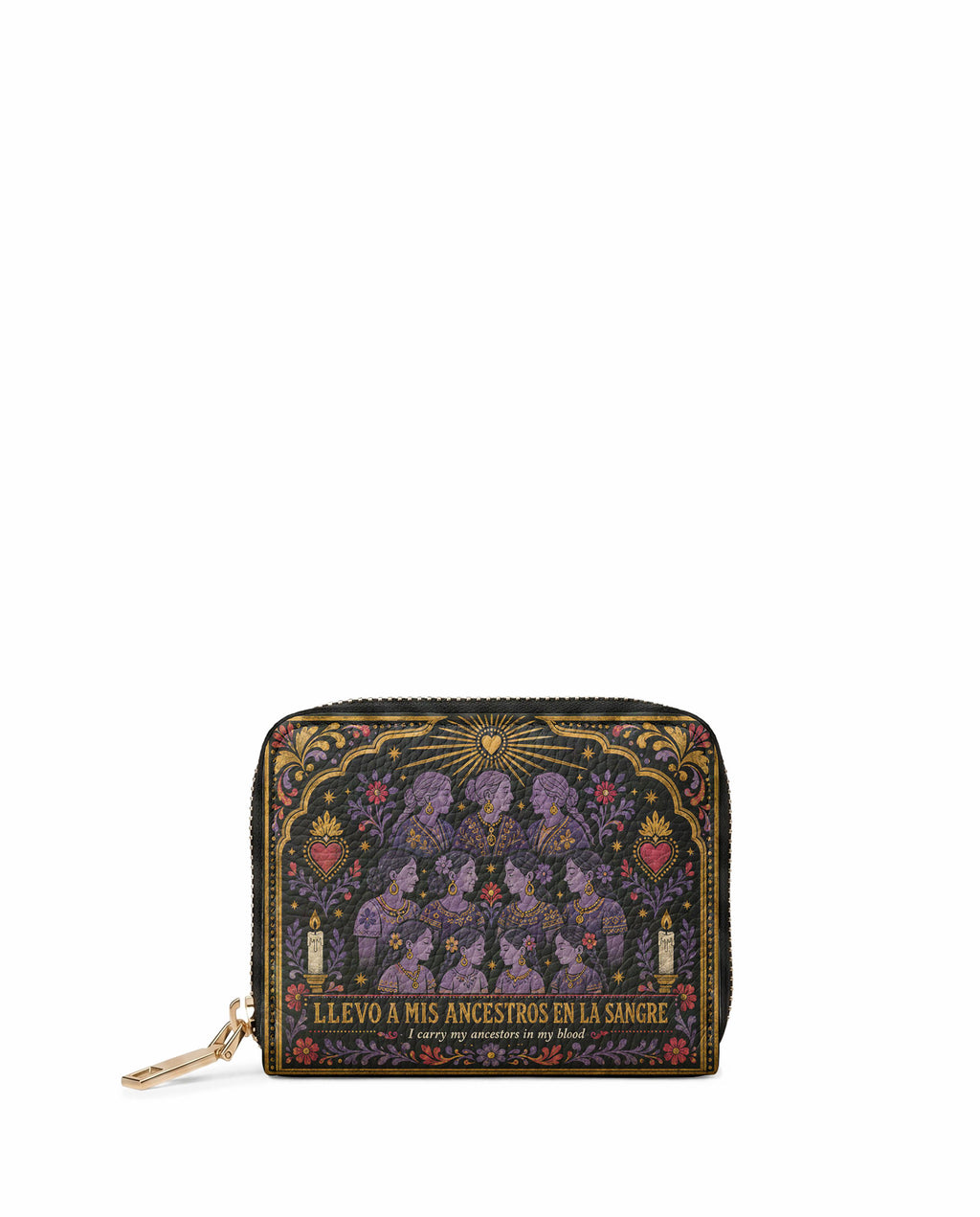 "Llevo a mis ancestros en la sangre" ver.3 Mini Wallet - front view | Paleta Bags