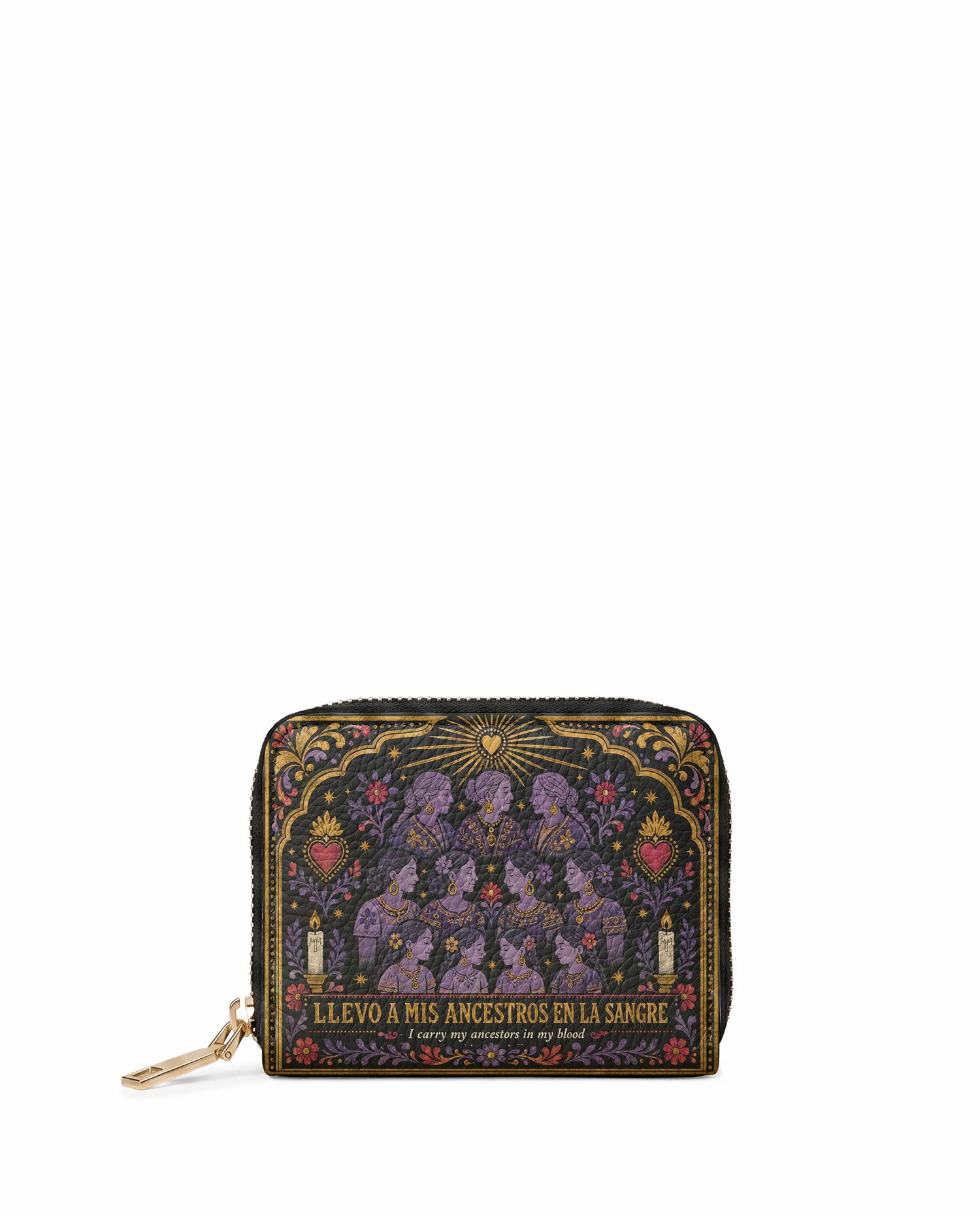 "Llevo a mis ancestros en la sangre" ver.3 Mini Wallet - front view | Paleta Bags
