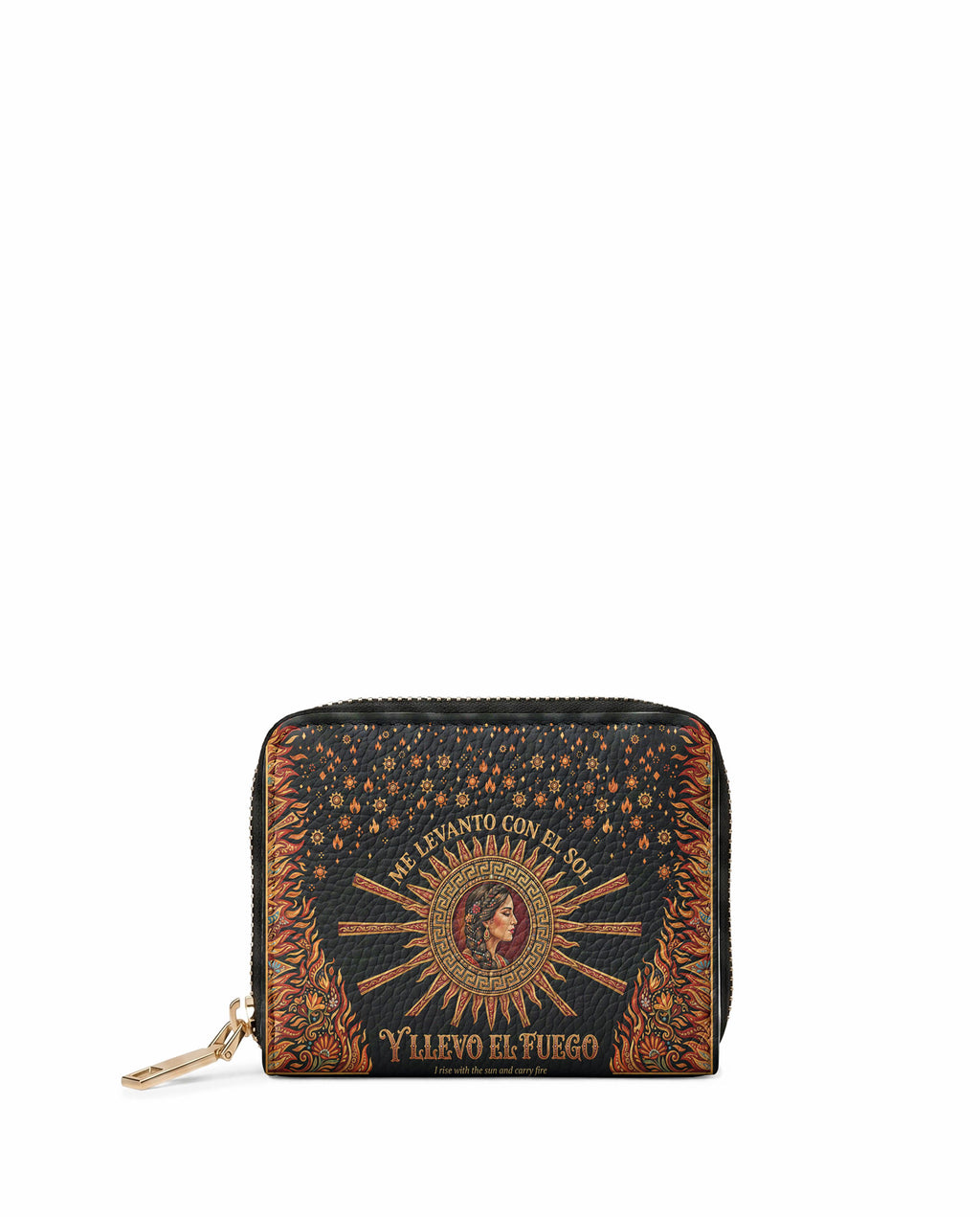 "Me levanto con el sol y llevo el fuego" ver.3 Mini Wallet - front view | Paleta Bags