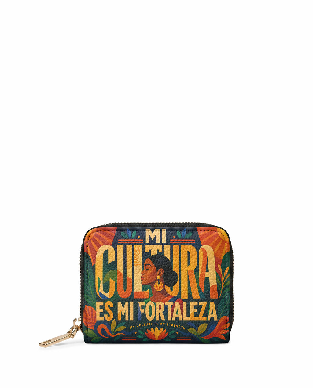 "Mi cultura es mi fortaleza" ver.2 Mini Wallet - front view | Paleta Bags