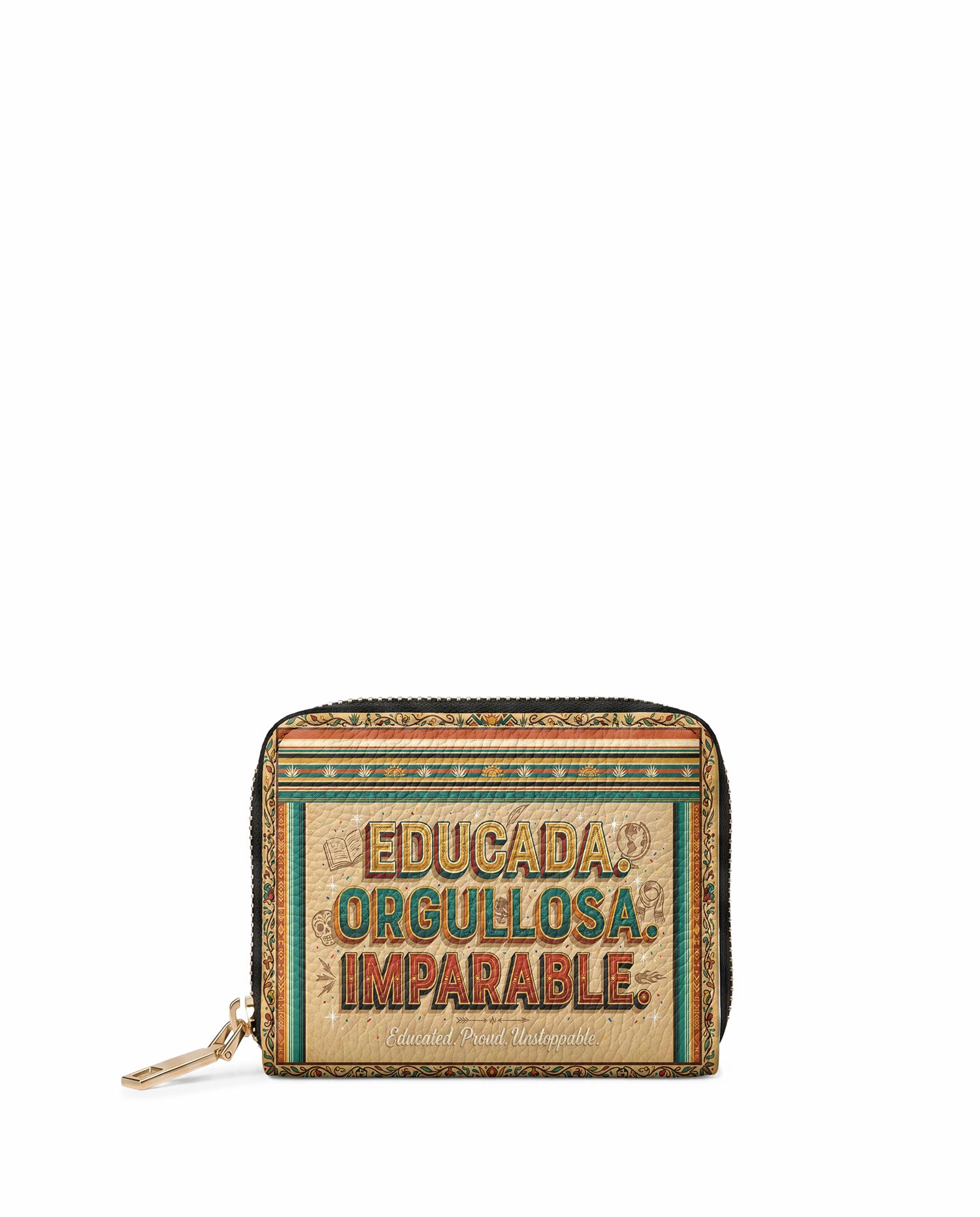 "Educada. Orgullosa. Imparable" ver.4 Mini Wallet - front view | Paleta Bags