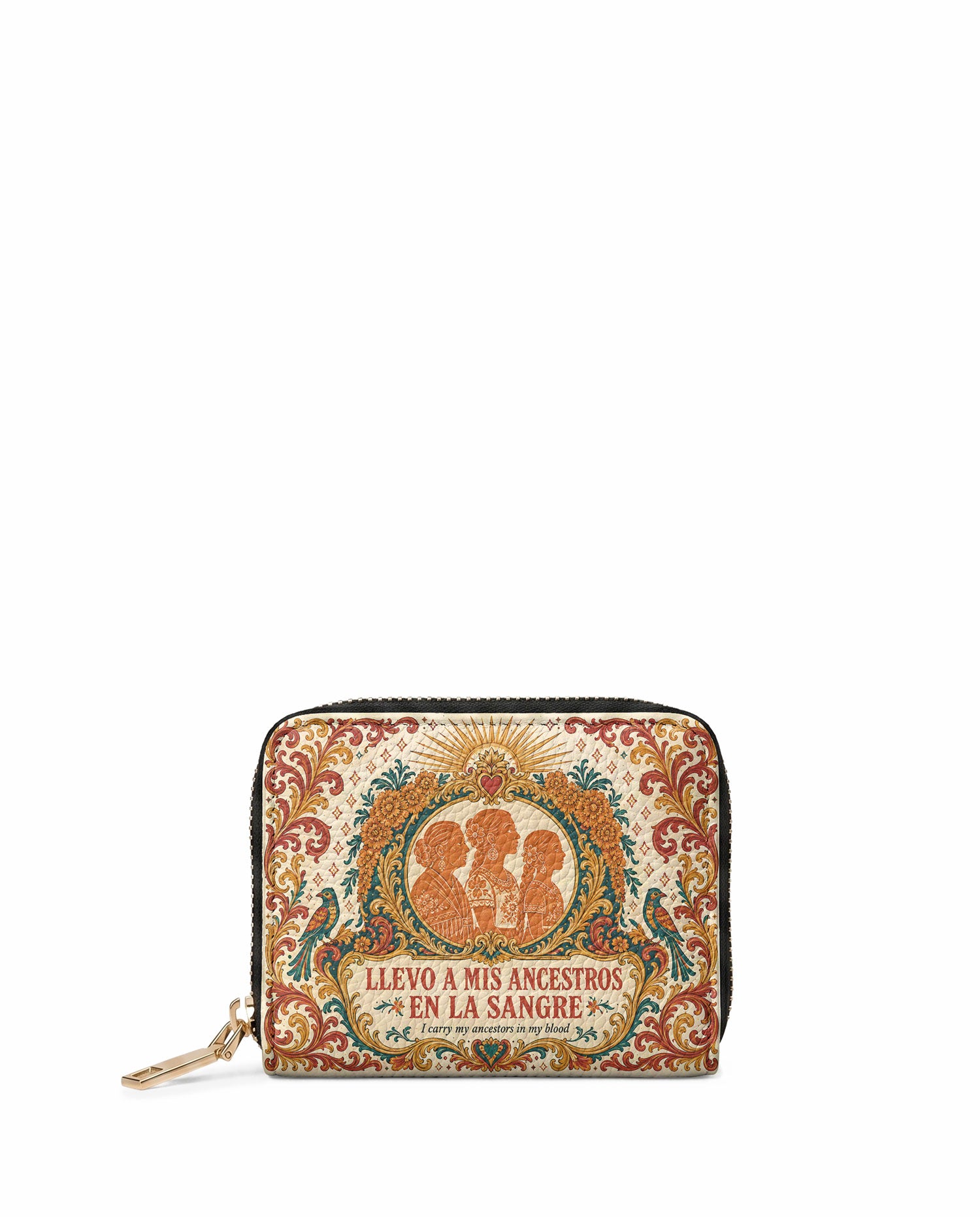 "Llevo a mis ancestros en la sangre" ver.5 Mini Wallet - front view | Paleta Bags