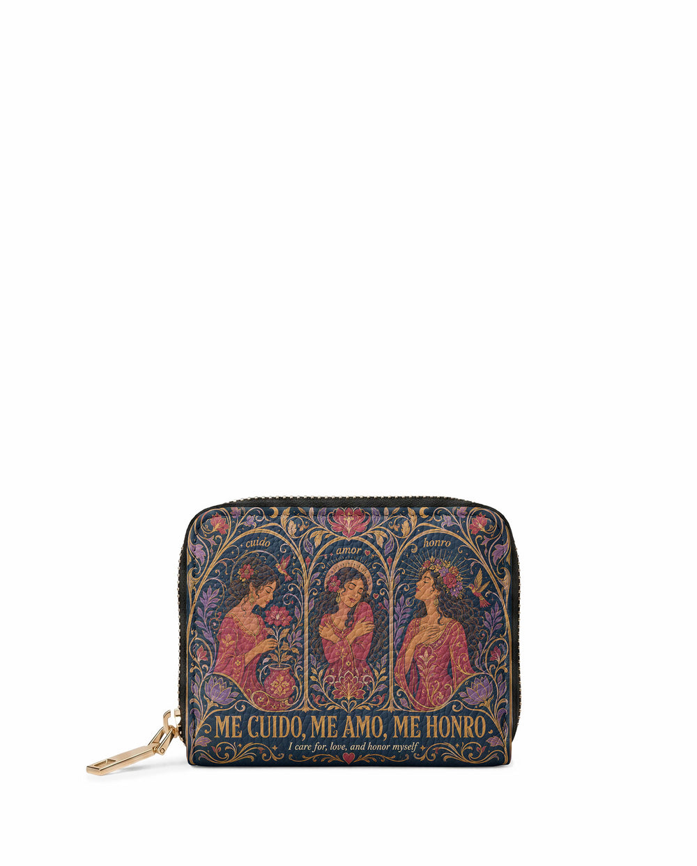 "Me cuido, me amo, me honro" ver.3 Mini Wallet - front view | Paleta Bags