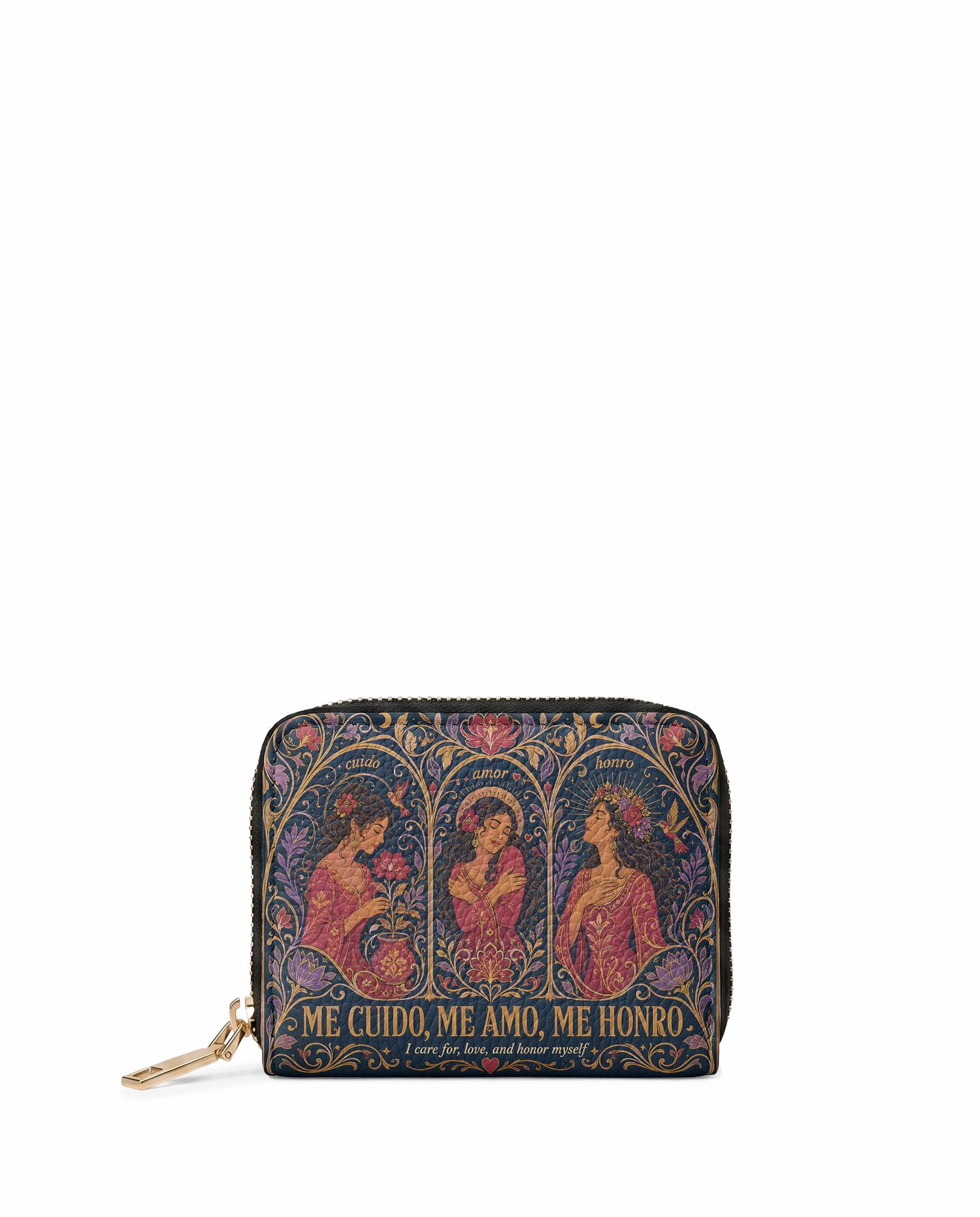 "Me cuido, me amo, me honro" ver.3 Mini Wallet - front view | Paleta Bags