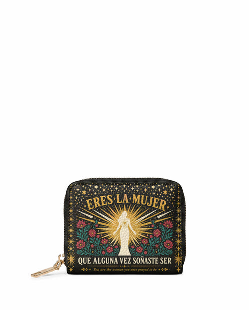 "Eres la mujer que alguna vez soñaste ser" ver.9 Mini Wallet - front view | Paleta Bags