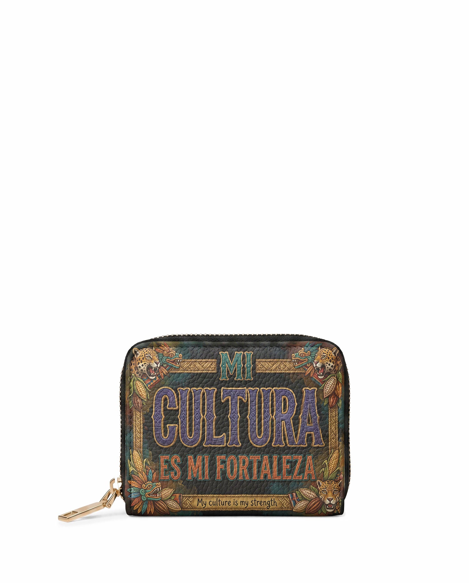 "Mi cultura es mi fortaleza" ver.3 Mini Wallet - front view | Paleta Bags