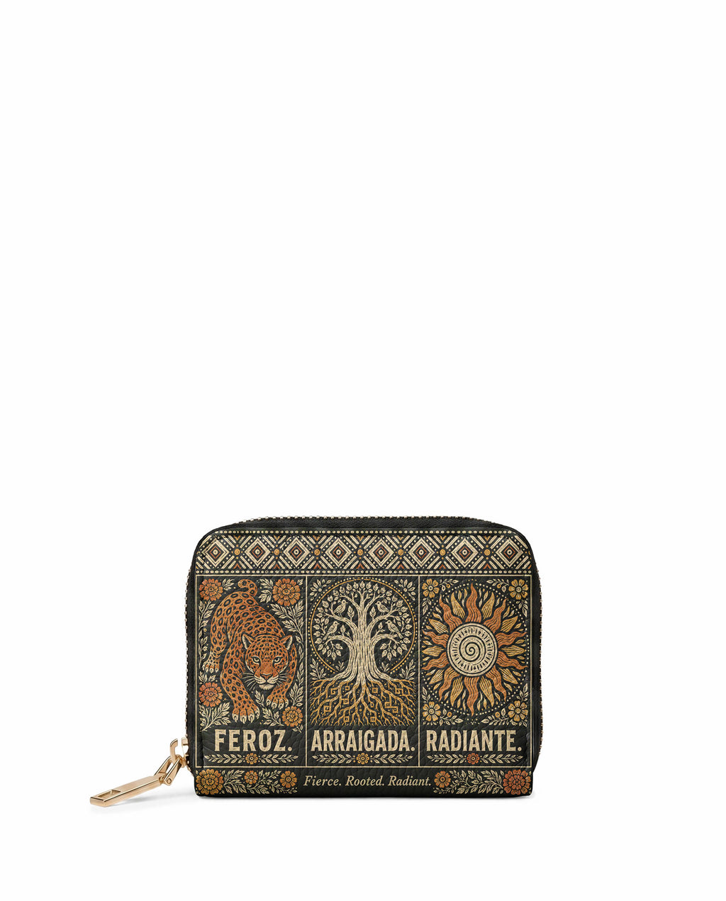 "Feroz. Arraigada. Radiante" ver.4 Mini Wallet - front view | Paleta Bags