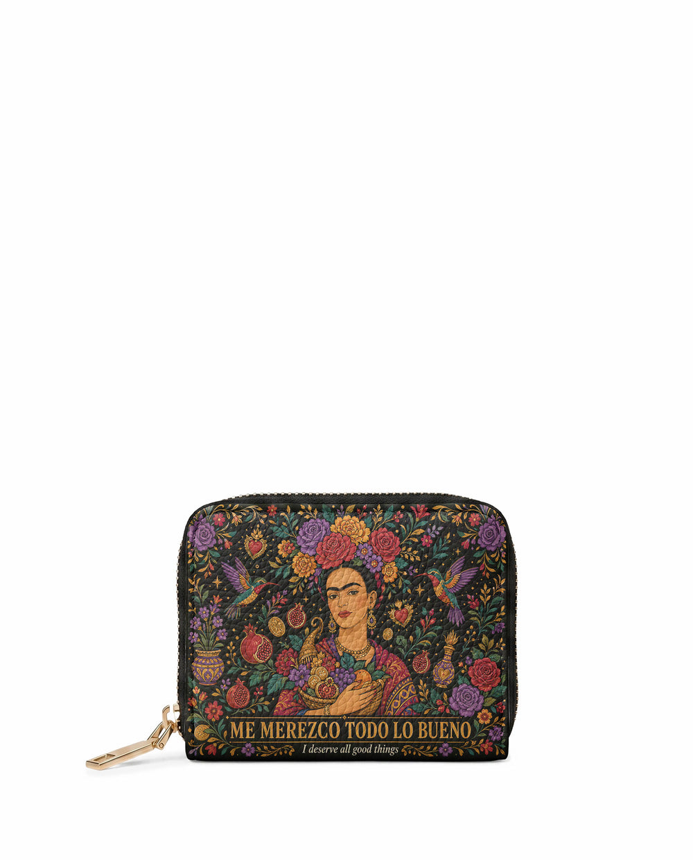 "Me merezco todo lo bueno" ver.1 Mini Wallet - front view | Paleta Bags
