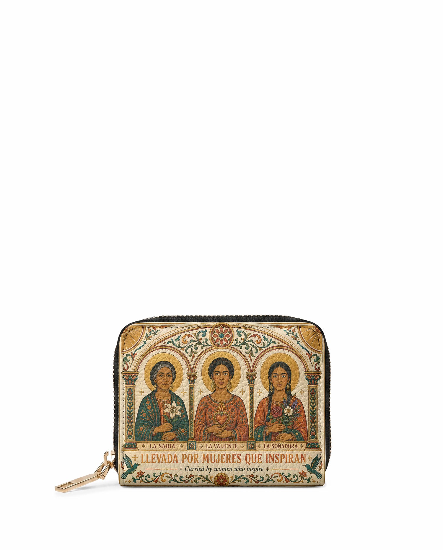 "Llevada por mujeres que inspiran" ver.1 Mini Wallet - front view | Paleta Bags