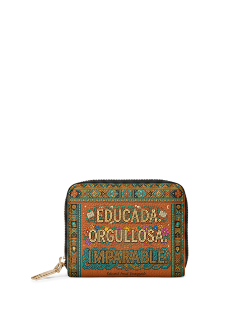 "Educada. Orgullosa. Imparable" ver.1 Mini Wallet - front view | Paleta Bags