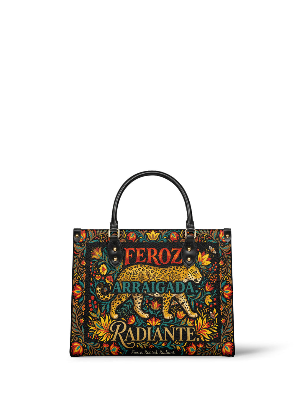 "Feroz. Arraigada. Radiante" ver.5 Leather Handbag - front view | Paleta Bags