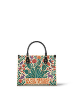 "De mis heridas nacen flores" ver.4 Leather Handbag - front view | Paleta Bags