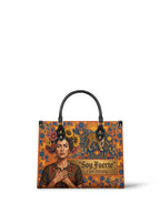 "Soy Fuerte" ver.2 Leather Handbag - front view | Paleta Bags