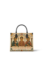 "Llevada por mujeres que inspiran" ver.1 Leather Handbag - front view | Paleta Bags