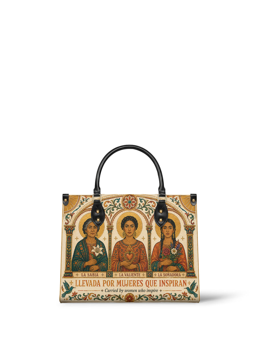 "Llevada por mujeres que inspiran" ver.1 Leather Handbag