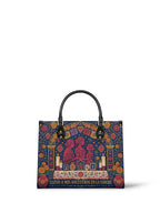 "Llevo a mis ancestros en la sangre" ver.1 Leather Handbag - front view | Paleta Bags