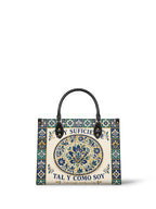 "Soy suficiente, tal y como soy" ver.8 Leather Handbag - front view | Paleta Bags