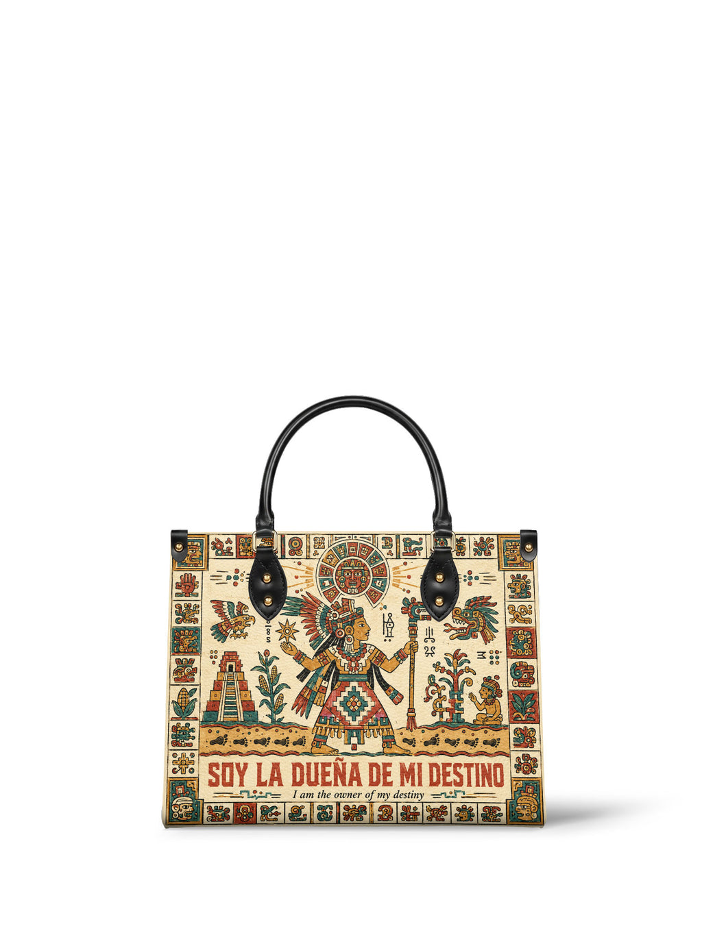 "Soy la dueña de mi destino" ver.3 Leather Handbag - front view | Paleta Bags