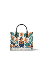"Me cuido, me amo, me honro" ver.4 Leather Handbag - front view | Paleta Bags
