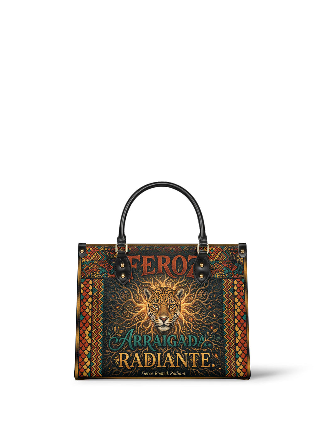 "Feroz. Arraigada. Radiante" ver.6 Leather Handbag - front view | Paleta Bags