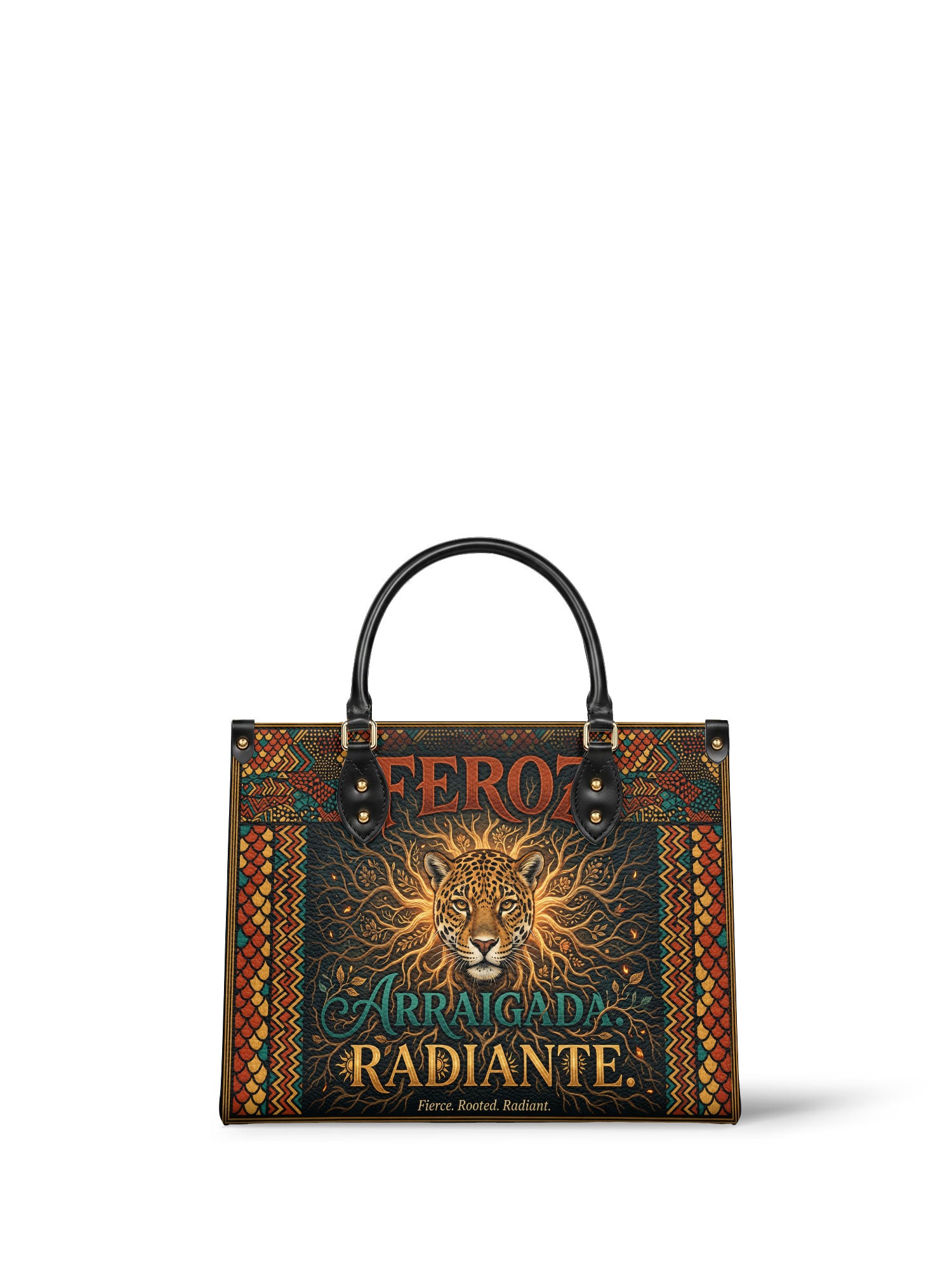 "Feroz. Arraigada. Radiante" ver.6 Leather Handbag - front view | Paleta Bags