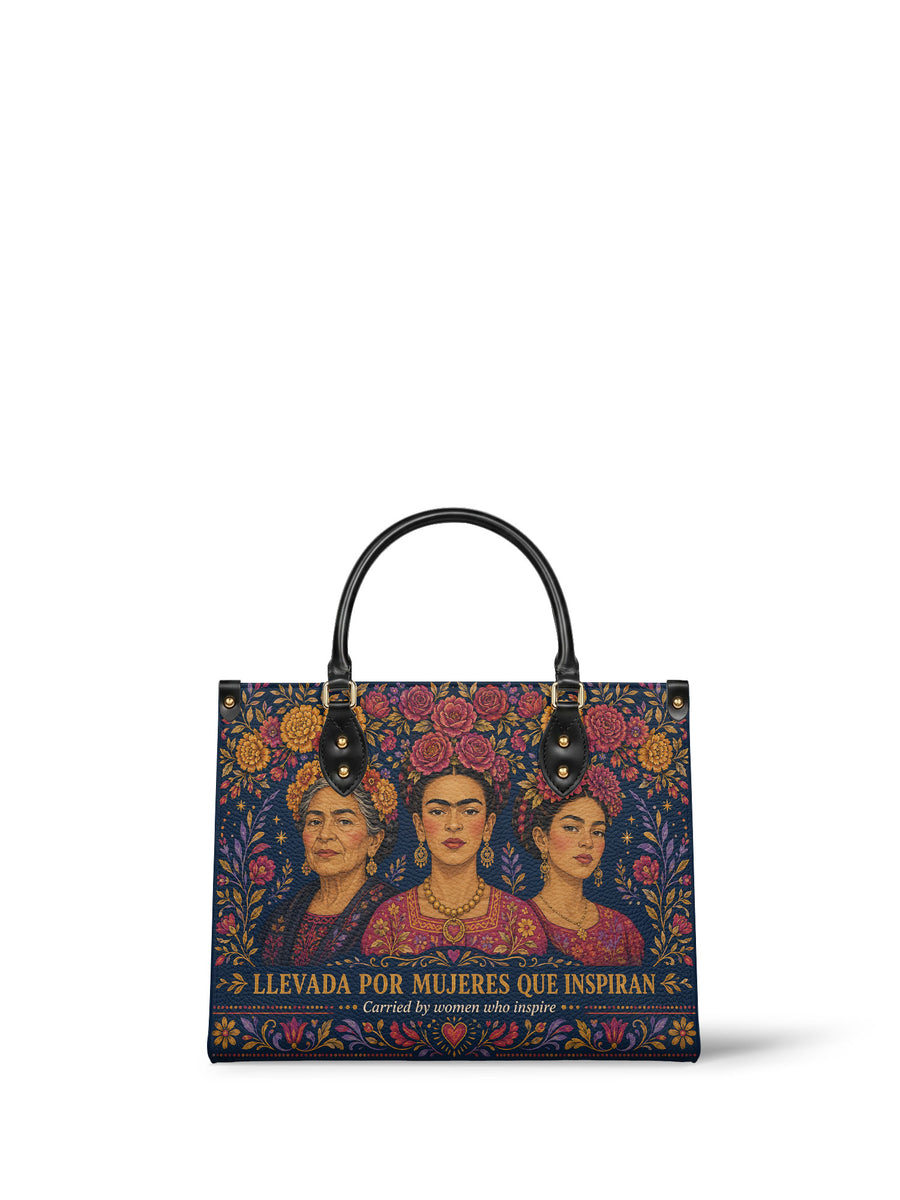 "Llevada por mujeres que inspiran" ver.2 Leather Handbag
