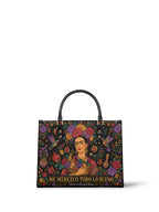 "Me merezco todo lo bueno" ver.1 Leather Handbag - front view | Paleta Bags