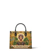 "Se amó hasta florecer" ver.7 Leather Handbag - front view | Paleta Bags