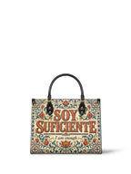 "Soy suficiente, tal y como soy" ver.1 Leather Handbag - front view | Paleta Bags
