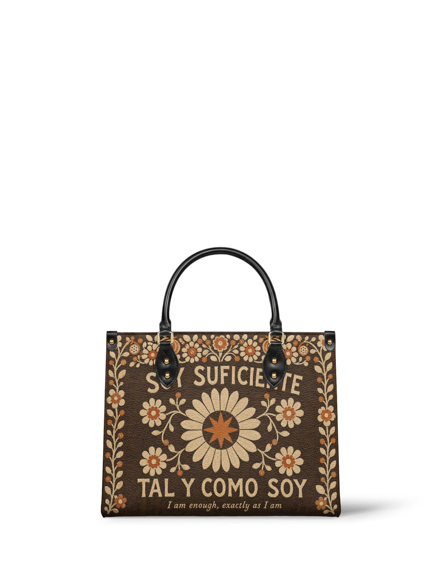 "Soy suficiente, tal y como soy" ver.6 Leather Handbag