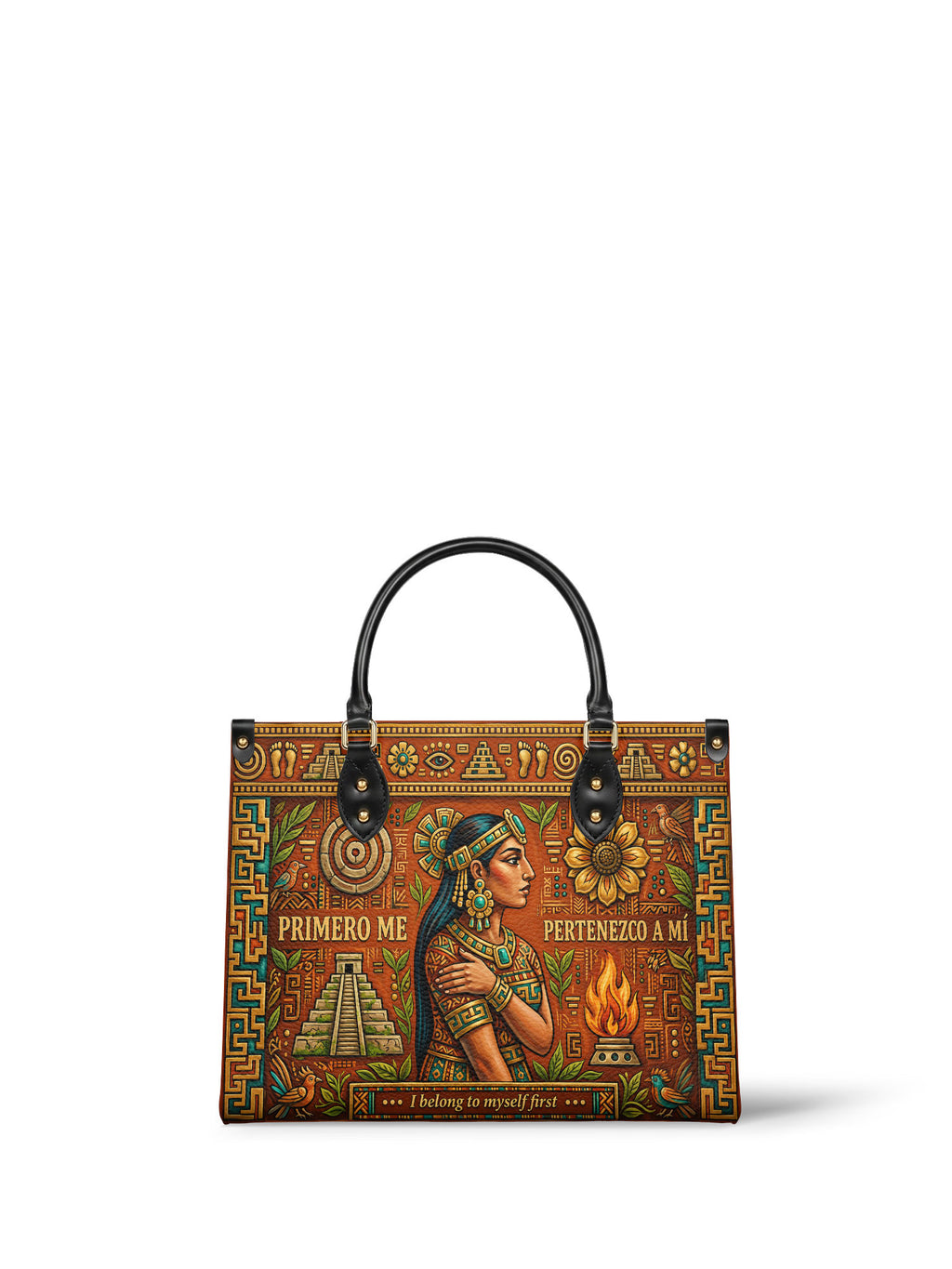 "Primero me pertenezco a mí" ver.7 Leather Handbag - front view | Paleta Bags