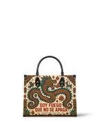"Soy fuego que no se apaga" ver.2 Leather Handbag - front view | Paleta Bags