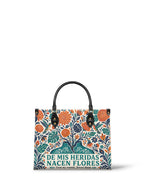 "De mis heridas nacen flores" ver.1 Leather Handbag - front view | Paleta Bags