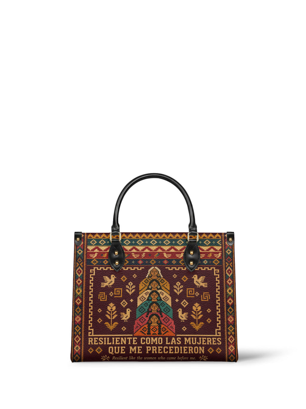 "Resiliente como las mujeres que me precedieron" ver.3 Leather Handbag - front view | Paleta Bags