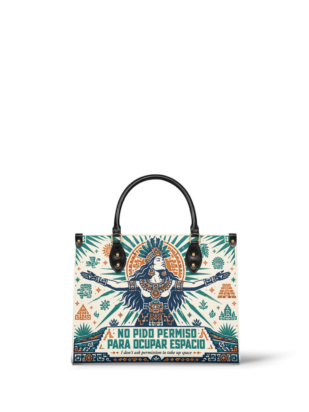 "No pido permiso para ocupar espacio" ver.4 Leather Handbag - front view | Paleta Bags