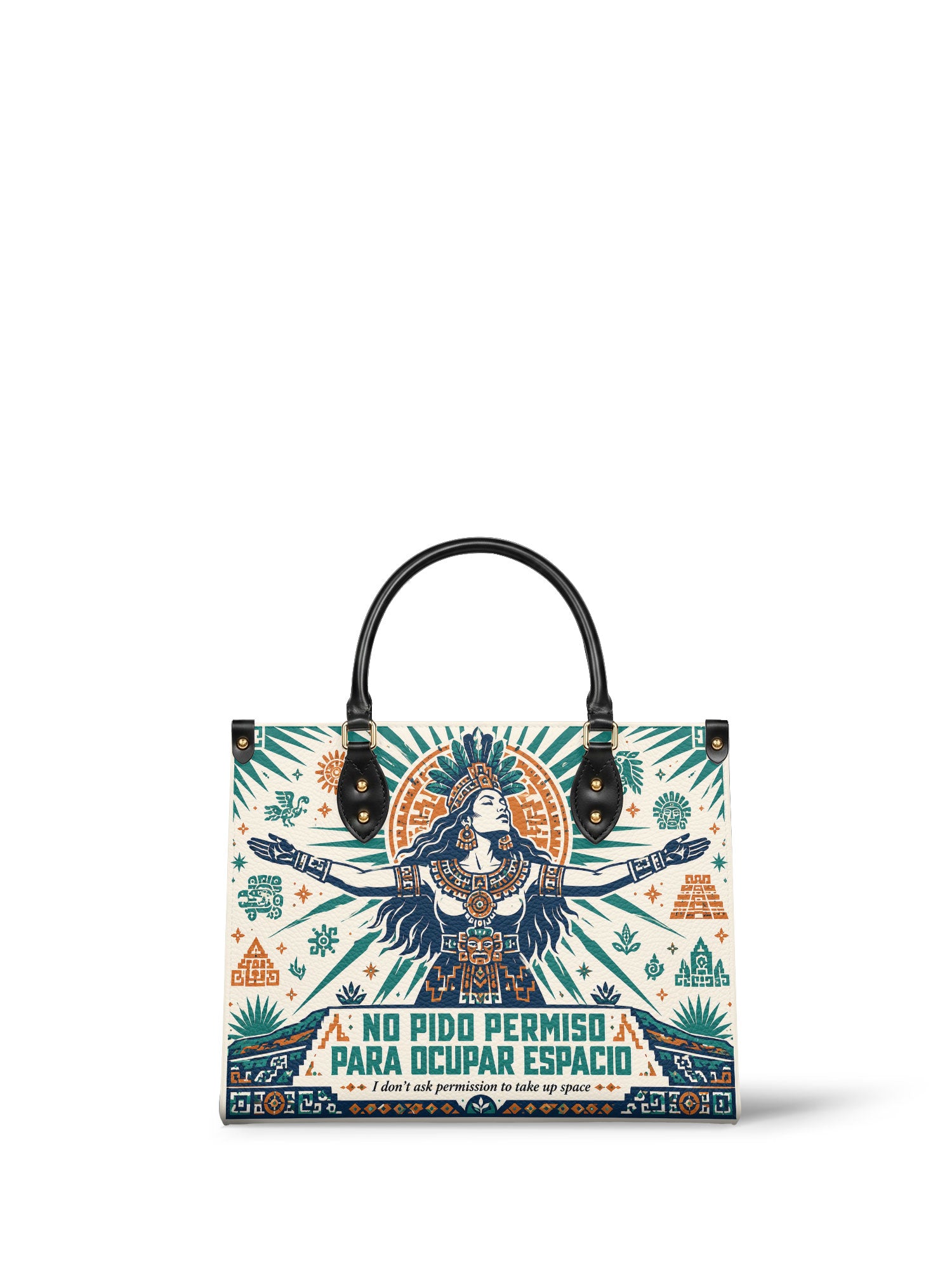 "No pido permiso para ocupar espacio" ver.4 Leather Handbag - front view | Paleta Bags