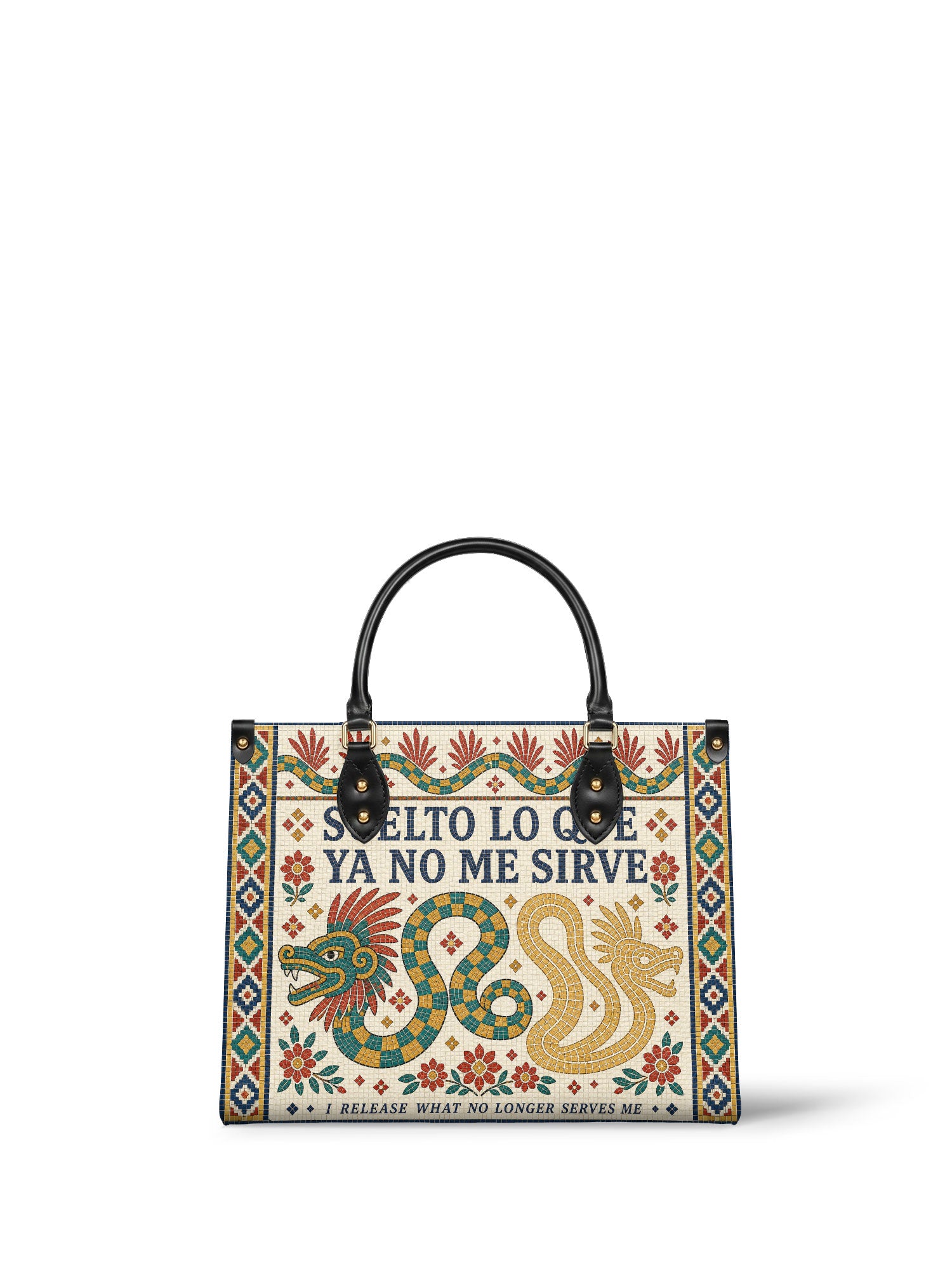 "Suelto lo que ya no me sirve" ver.1 Leather Handbag - front view | Paleta Bags