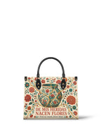 "De mis heridas nacen flores" ver.2 Leather Handbag - front view | Paleta Bags