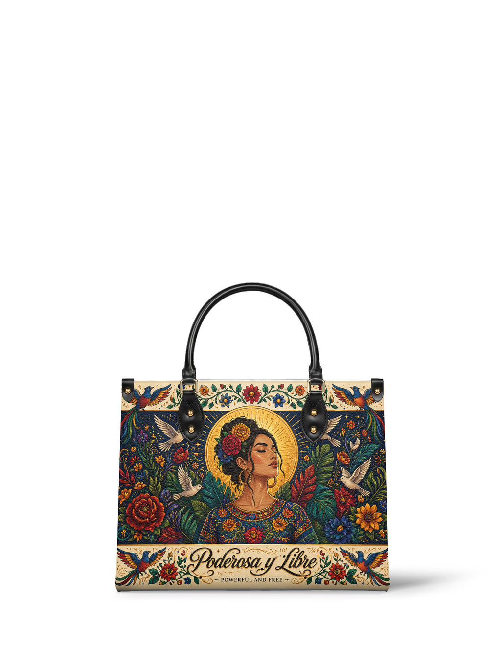 "Poderosa y Libre" ver.1 Leather Handbag - front view | Paleta Bags