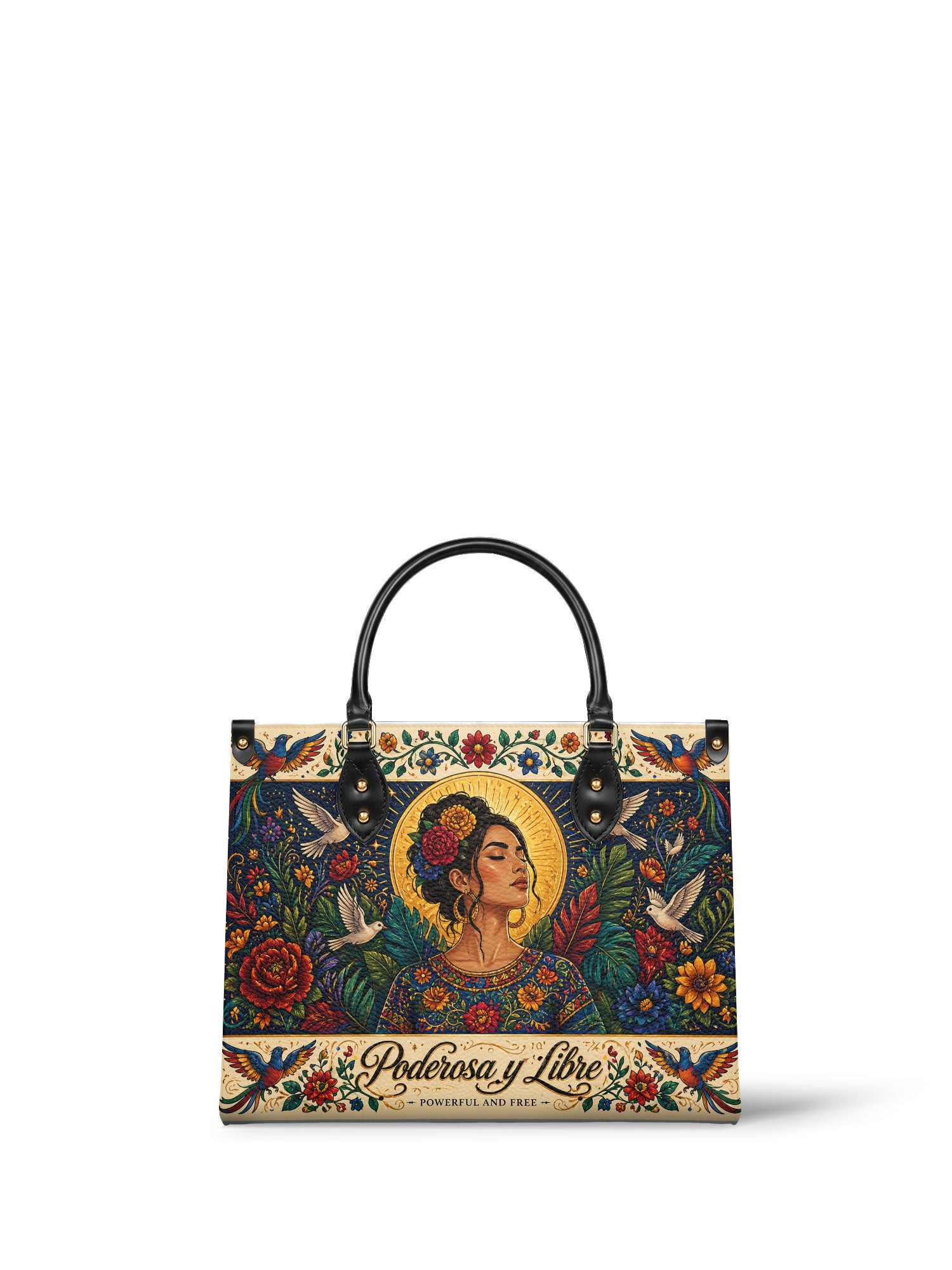 "Poderosa y Libre" ver.1 Leather Handbag - front view | Paleta Bags