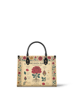 "Se amó hasta florecer" ver.5 Leather Handbag - front view | Paleta Bags