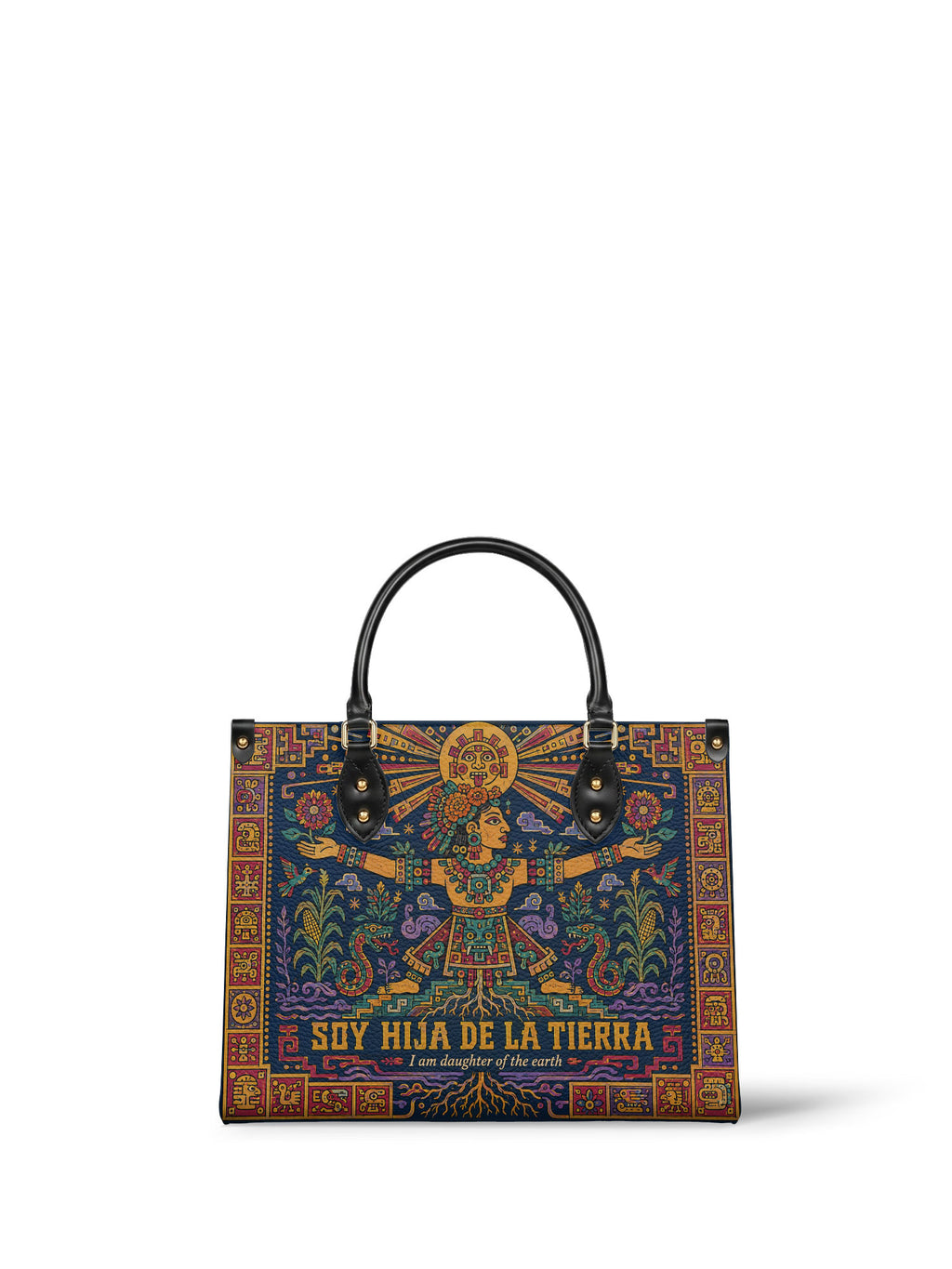 "Soy hija de la tierra" ver.2 Leather Handbag - front view | Paleta Bags