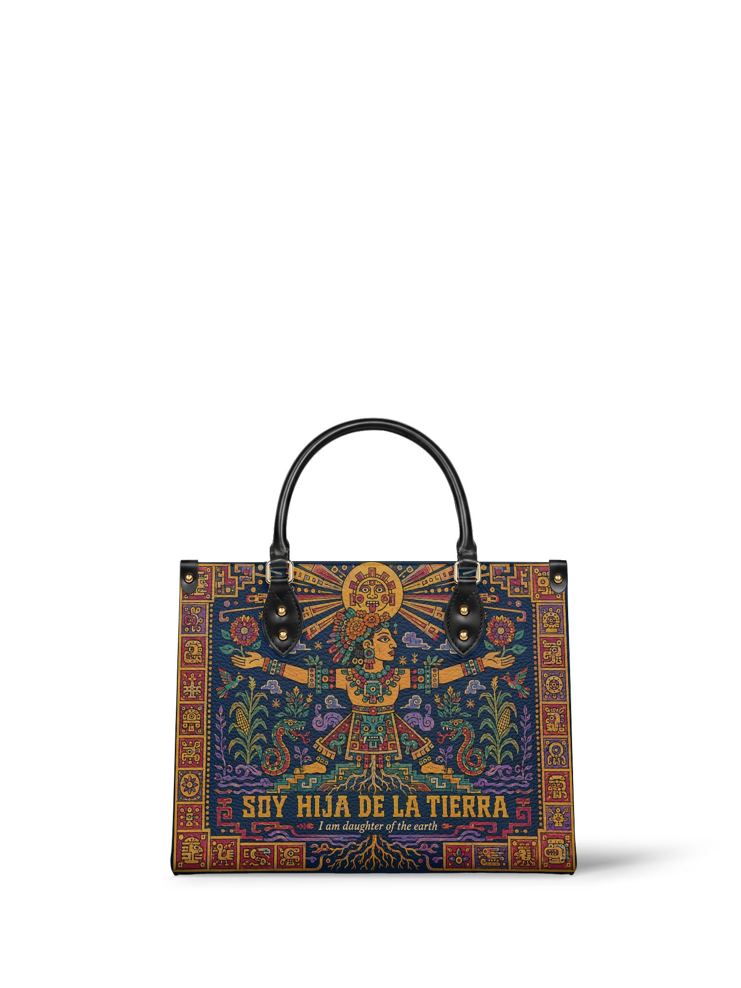 "Soy hija de la tierra" ver.2 Leather Handbag - front view | Paleta Bags